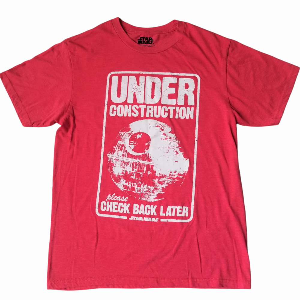T-Shirt Star Wars Death Star Under Construction Graphic Red Adult - Size M